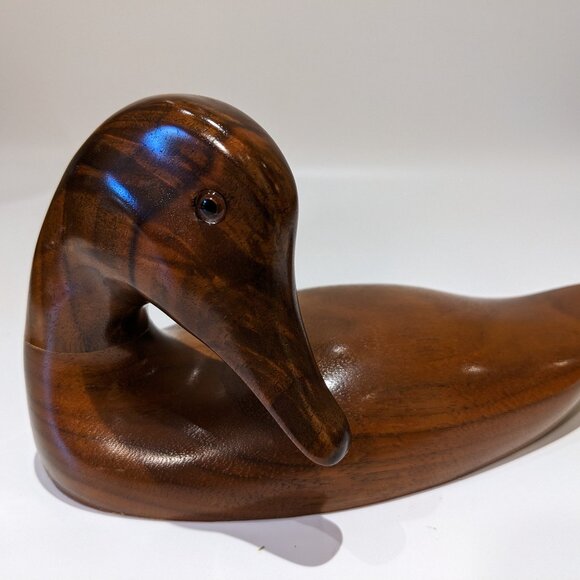 Lovely Vintage Mallard Duck Decoy - Dark Walnut Wood, Handcrafted Canada - Picture 2 of 6